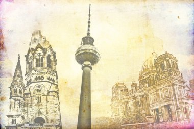 Berlin city, Almanya, vintage, retro, eski