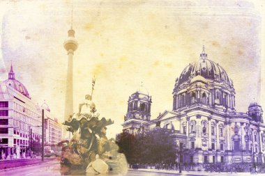 Berlin city, Almanya, vintage, retro, eski