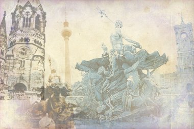Berlin city, Almanya, vintage, retro, eski