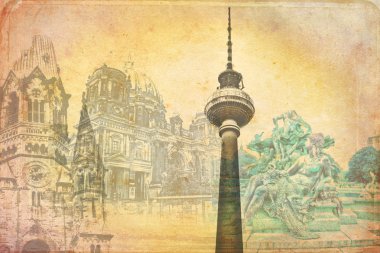 Berlin city, Almanya, vintage, retro, eski