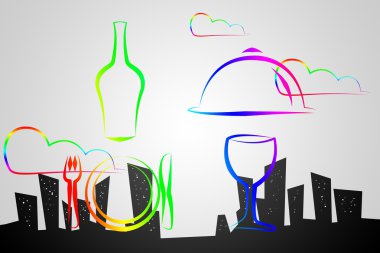 Modern gıda sanat illüstrasyon