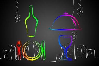 Modern gıda sanat illüstrasyon