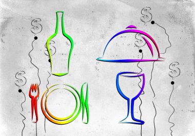 Modern gıda sanat illüstrasyon