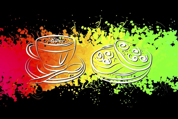 Cup of hot coffee art illustration — Stock Photo, Image