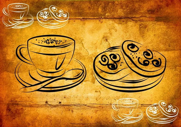 Cup of hot coffee art illustration — Stock Photo, Image
