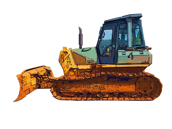 Buldozer ilustração arte da cor — Fotografia de Stock