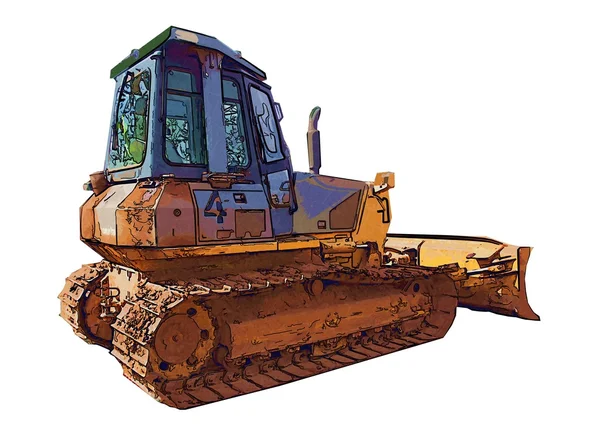 Buldozer ilustração arte da cor — Fotografia de Stock