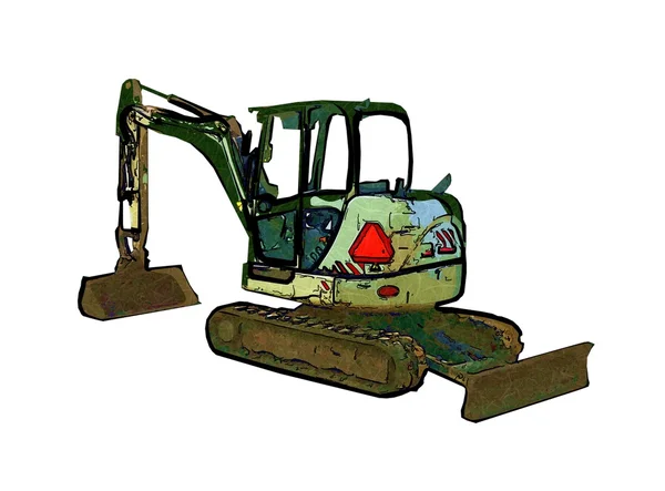 Excavator illustration color isolated art work — Stock Photo, Image