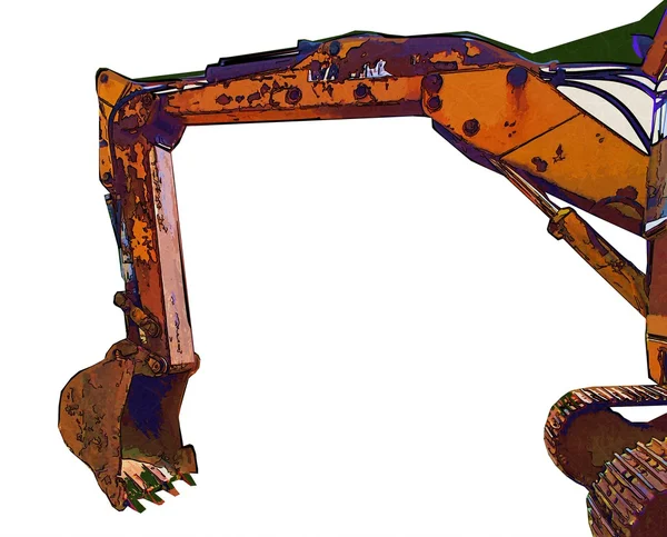 Екскаватор ілюстрація кольорові ізольовані твори мистецтва — стокове фото