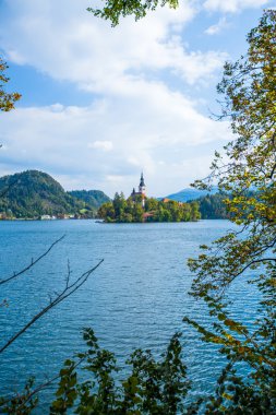 Göl çevresinde Bled Slovenya