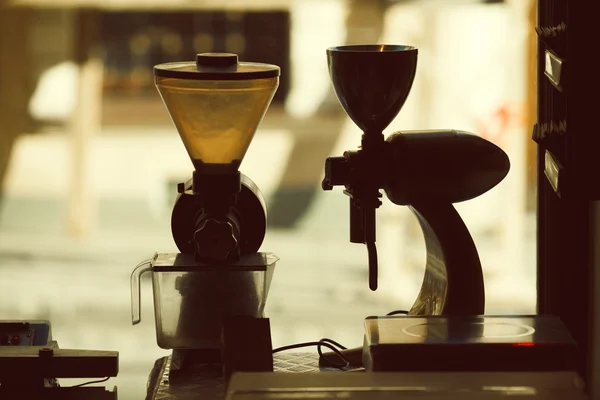Coffee equipment concept. Vintage electrical coffee grinders