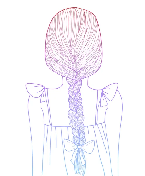 Style de croquis fille tresse — Image vectorielle