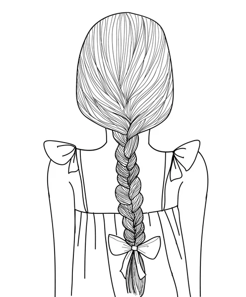 Стиль ескізу мила дівчина коса — стоковий вектор