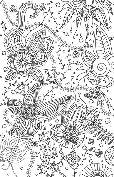 Kézzel rajzolt virágos doodle háttér — Stock Vector