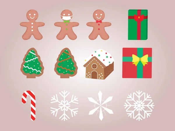 Ensemble d'éléments de Noël Sticker Collection Bonbons et cadeaux — Image vectorielle