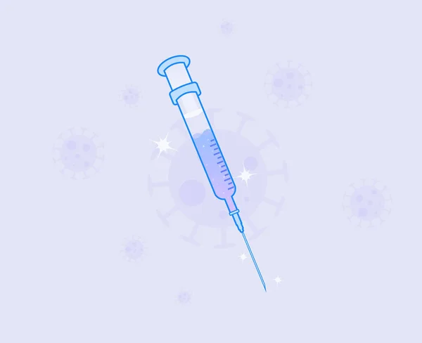 Horizontal illustration of dreamy syringe with gradient magic liquid — Stock Vector