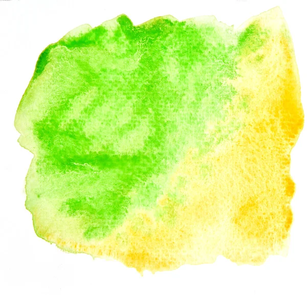 Uma Imagem Foto Aquarela Verde Amarela Abstrata Papel Pintura Mão — Fotografia de Stock