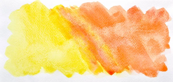 Uma Imagem Foto Laranja Abstrata Aquarela Amarela Papel Pintura Mão — Fotografia de Stock