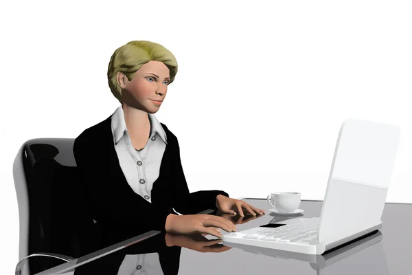 Frau mit Laptop im Büro — Stockfoto