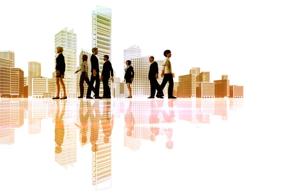 Empresários caminhando com paisagem urbana em segundo plano Imagens De Bancos De Imagens