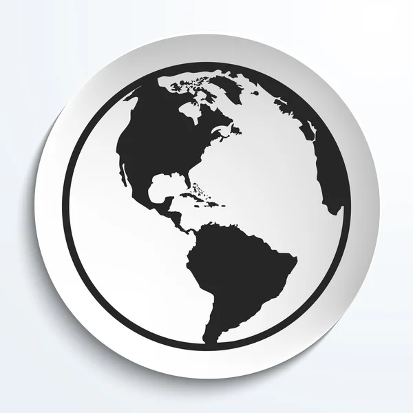 Earth Globe Icon on White Plate. — Stock Vector