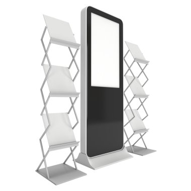 LCD ekran stand ve dergi raf.