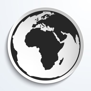 Dünya küre simgesi Beyaz plaka üzerinde.