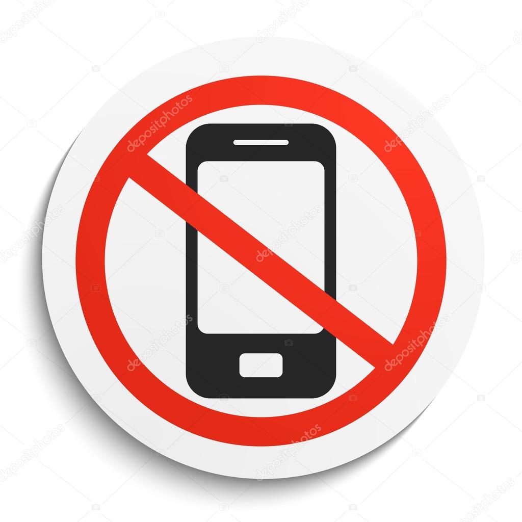 No Phone Sign on White Round Plate