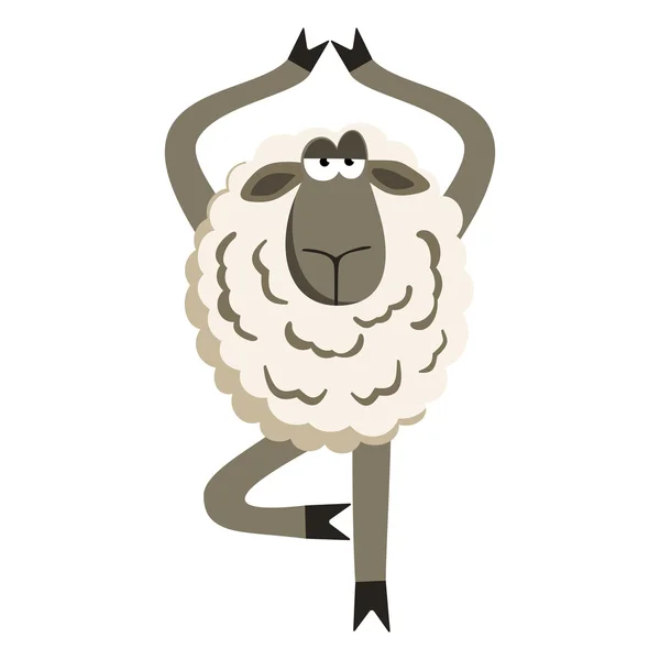 Stubborn Lamb in Yoga Tree Pose Vector — Stock Vector