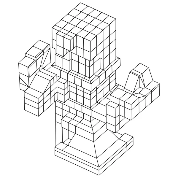 Drahtgitterwürfel Element. — Stockvektor