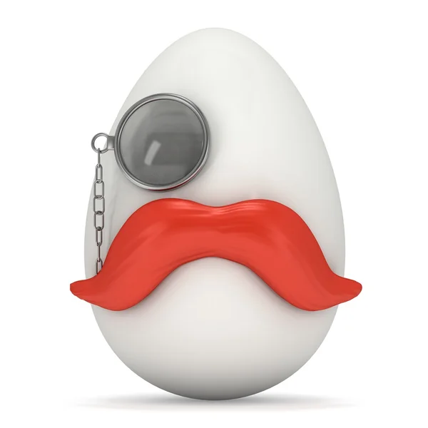 Huevo con bigote rojo y monóculo — Foto de Stock