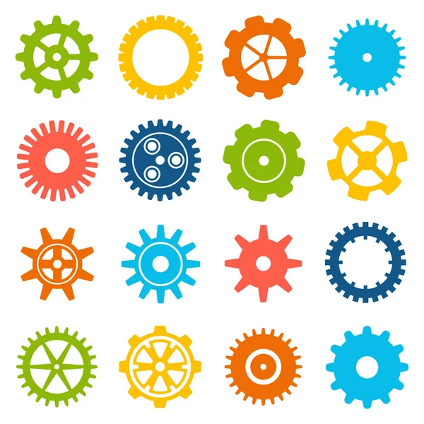 Gears and cogs. Icons set in vector — Stock Vector