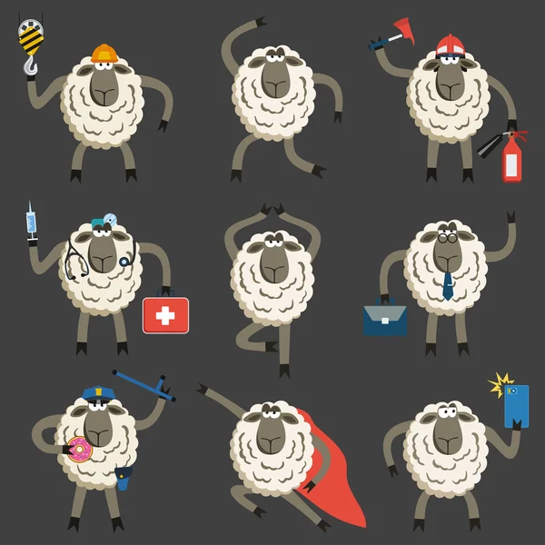 Stubborn Lambs Professional Character Vector Set. — Stock Vector