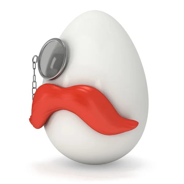 Uovo con baffi rossi e monocolo — Foto Stock