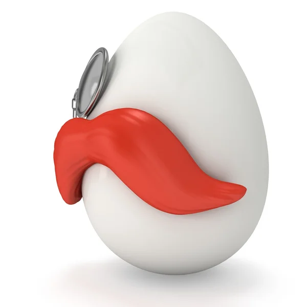 Egg with red mustache and monocle — Stock Photo, Image