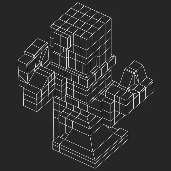 Elemento Wireframe Mesh Cubes . — Vettoriale Stock