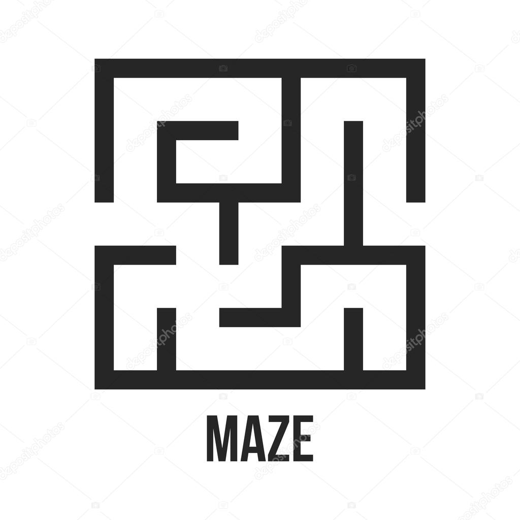 Maze Game Logo. Labyrinth Game with Entry and Exit. Find the Way Out Concept. Transportation. Logistics Abstract Background Concept. Business Path Concept. Vector Illustration.