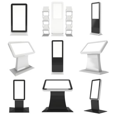 Trade show booth LCD kiosk stand set.