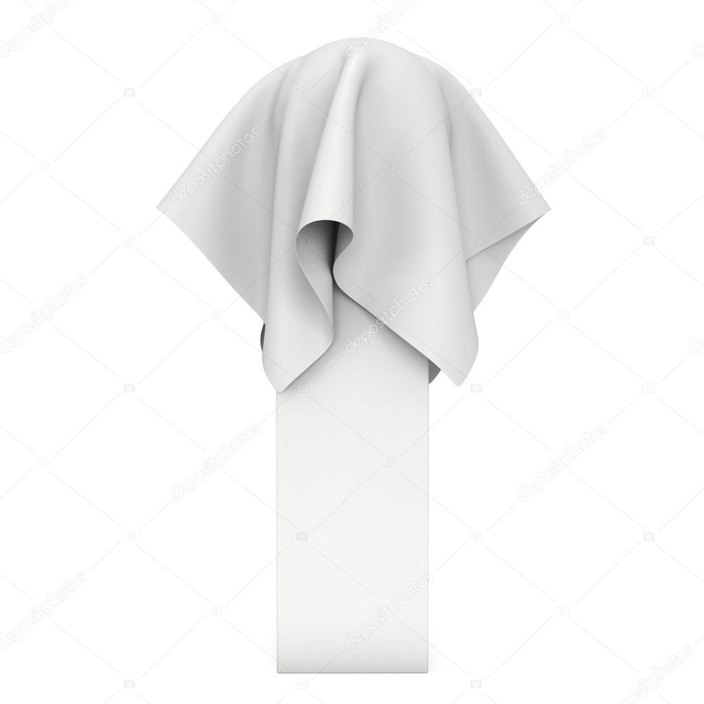 Presentation pedestal cover by white cloth