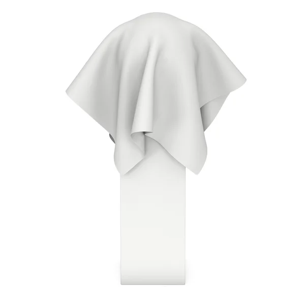 Presentation pedestal cover by white cloth — Stock Photo, Image