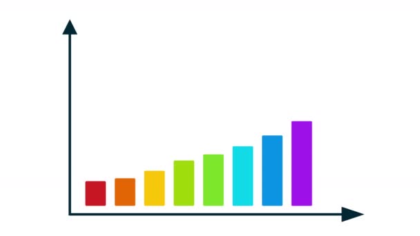 Gráfico de barras gráfico com eixo de setas . — Vídeo de Stock