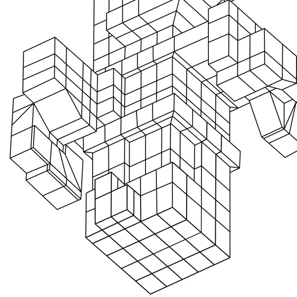 Élément Wireframe Mesh Cubes . — Image vectorielle