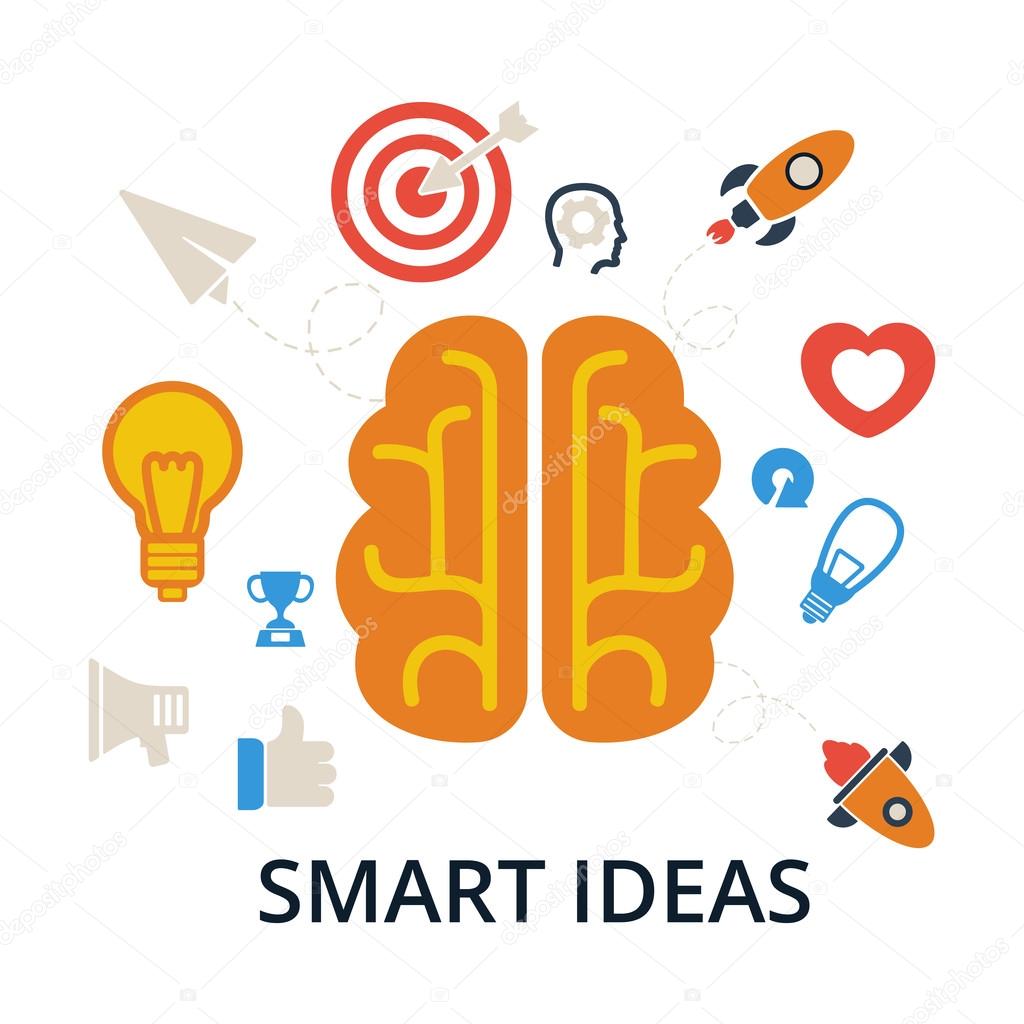 Smart, ideas. Brain, creation and idea icons and elements. Vector illustrations of icons isolated on white.