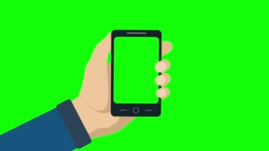 Smartphone ile yeşil ekran elinde.