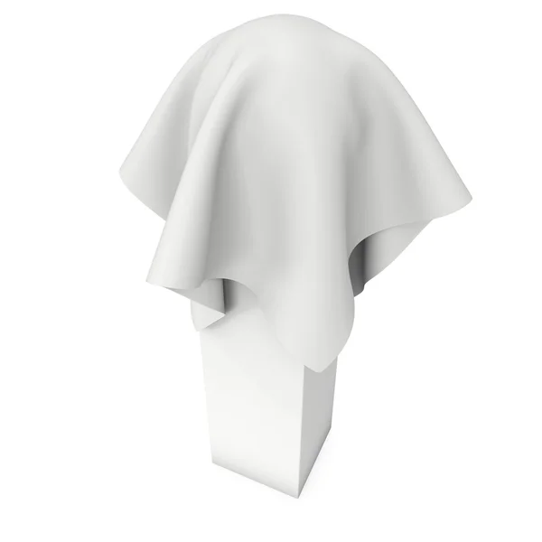 Presentation pedestal cover by white cloth — Stock Photo, Image