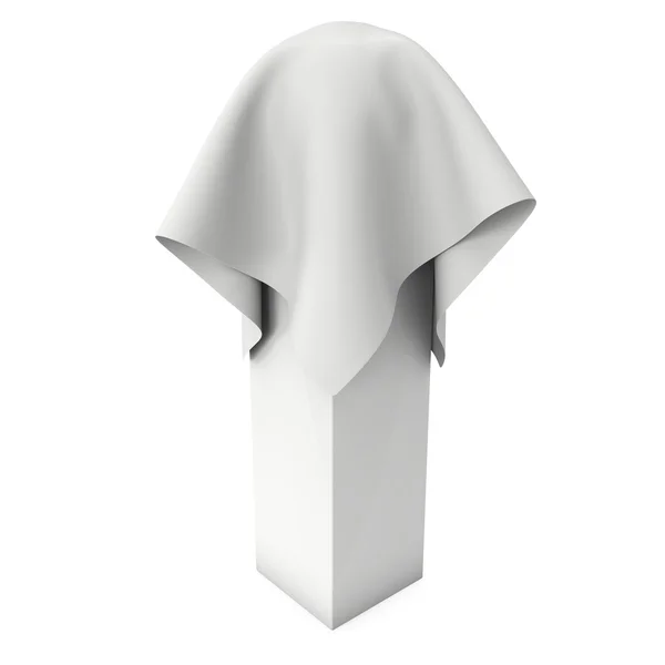 Presentation pedestal cover by white cloth — Stock Photo, Image
