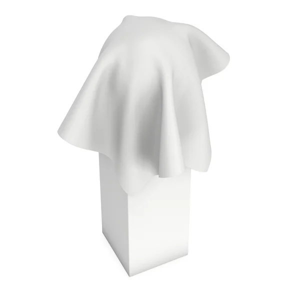 Обкладинка п'єдесталу білою тканиною — стокове фото