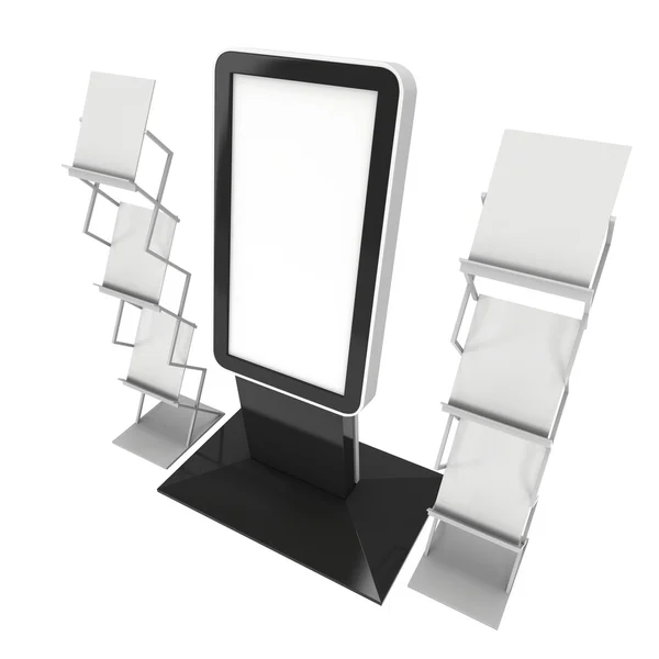 LCD-display stativ och magazine rack. — Stockfoto