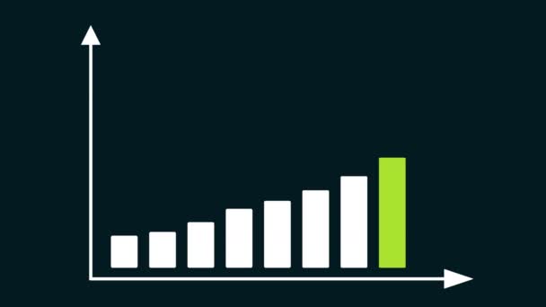 Diagrama gráfico de gráfico de barras de dados de negócios com eixo de setas — Vídeo de Stock