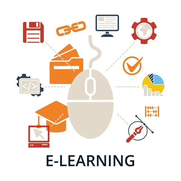 E-Learning Concept. Illustrazione vettoriale . — Vettoriale Stock